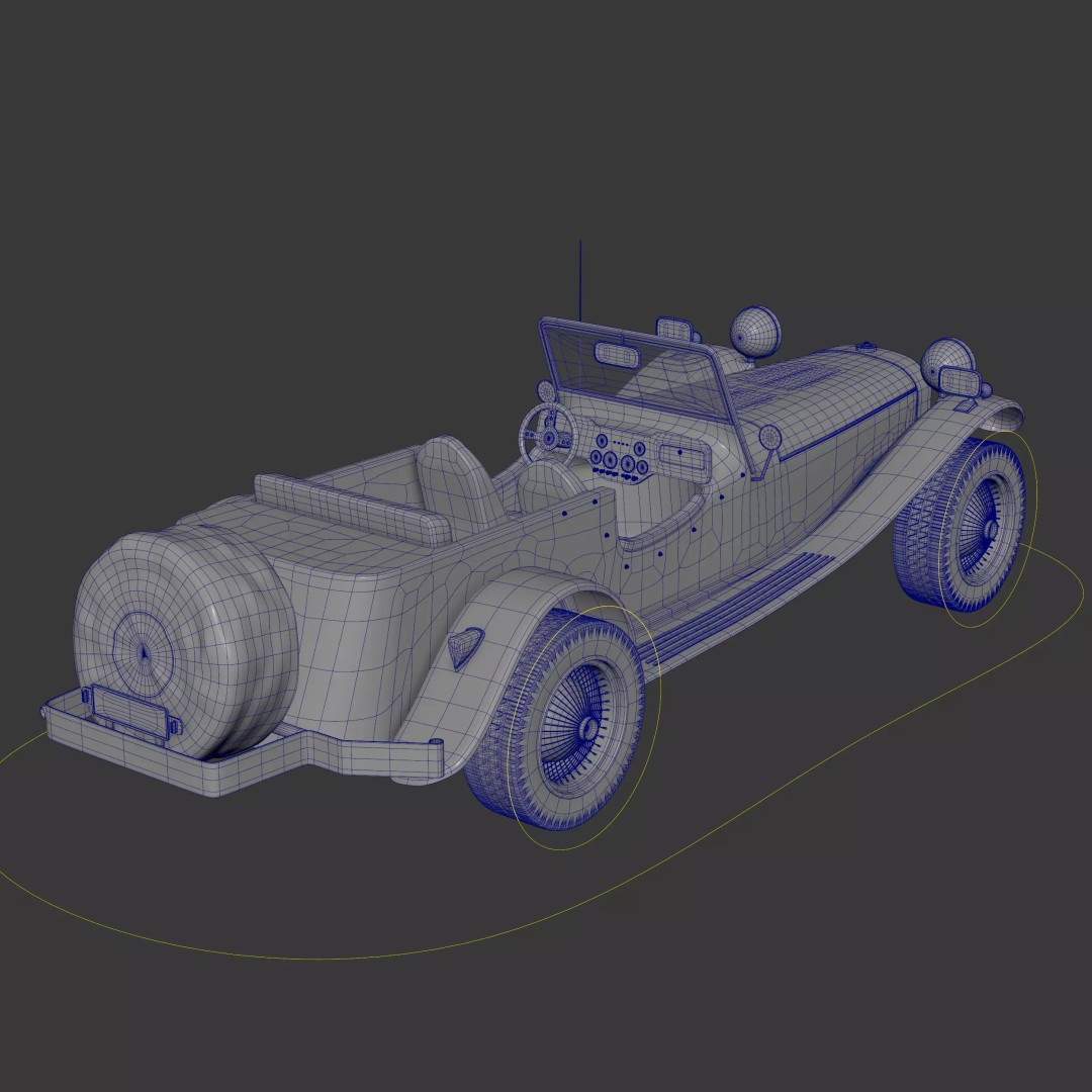 Ruska Regina 3D Model – Vintage 1930s Classic Roadster Car, FBX - View 11