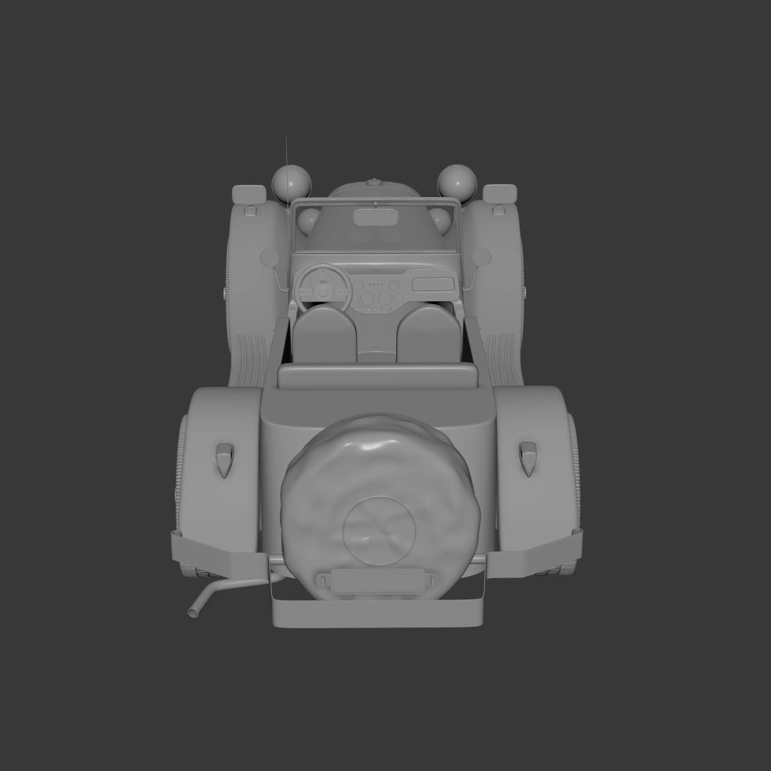Ruska Regina 3D Model – Vintage 1930s Classic Roadster Car, FBX - View 12