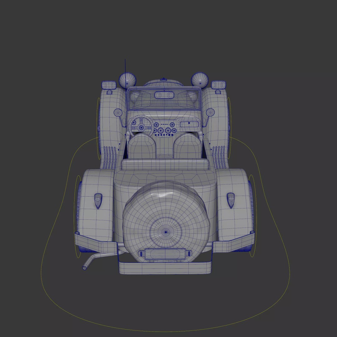 Ruska Regina 3D Model – Vintage 1930s Classic Roadster Car, FBX - View 13