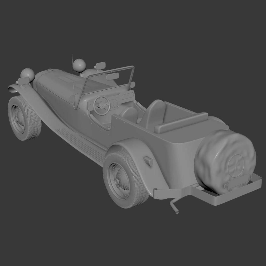 Ruska Regina 3D Model – Vintage 1930s Classic Roadster Car, FBX - View 14