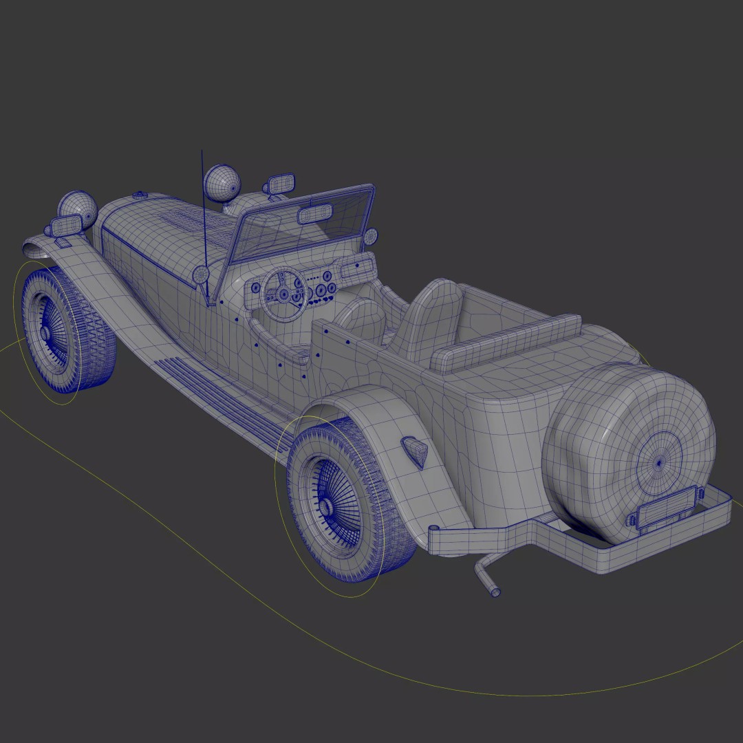 Ruska Regina 3D Model – Vintage 1930s Classic Roadster Car, FBX - View 15