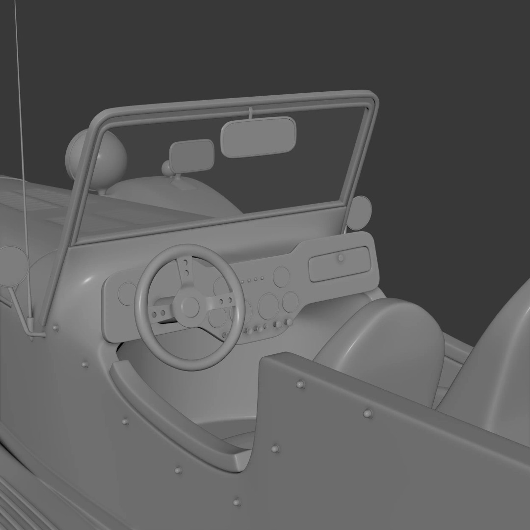 Ruska Regina 3D Model – Vintage 1930s Classic Roadster Car, FBX - View 16