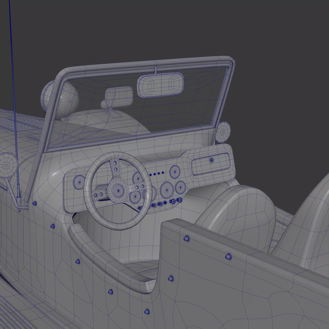 Ruska Regina 3D Model – Vintage 1930s Classic Roadster Car, FBX - View 17