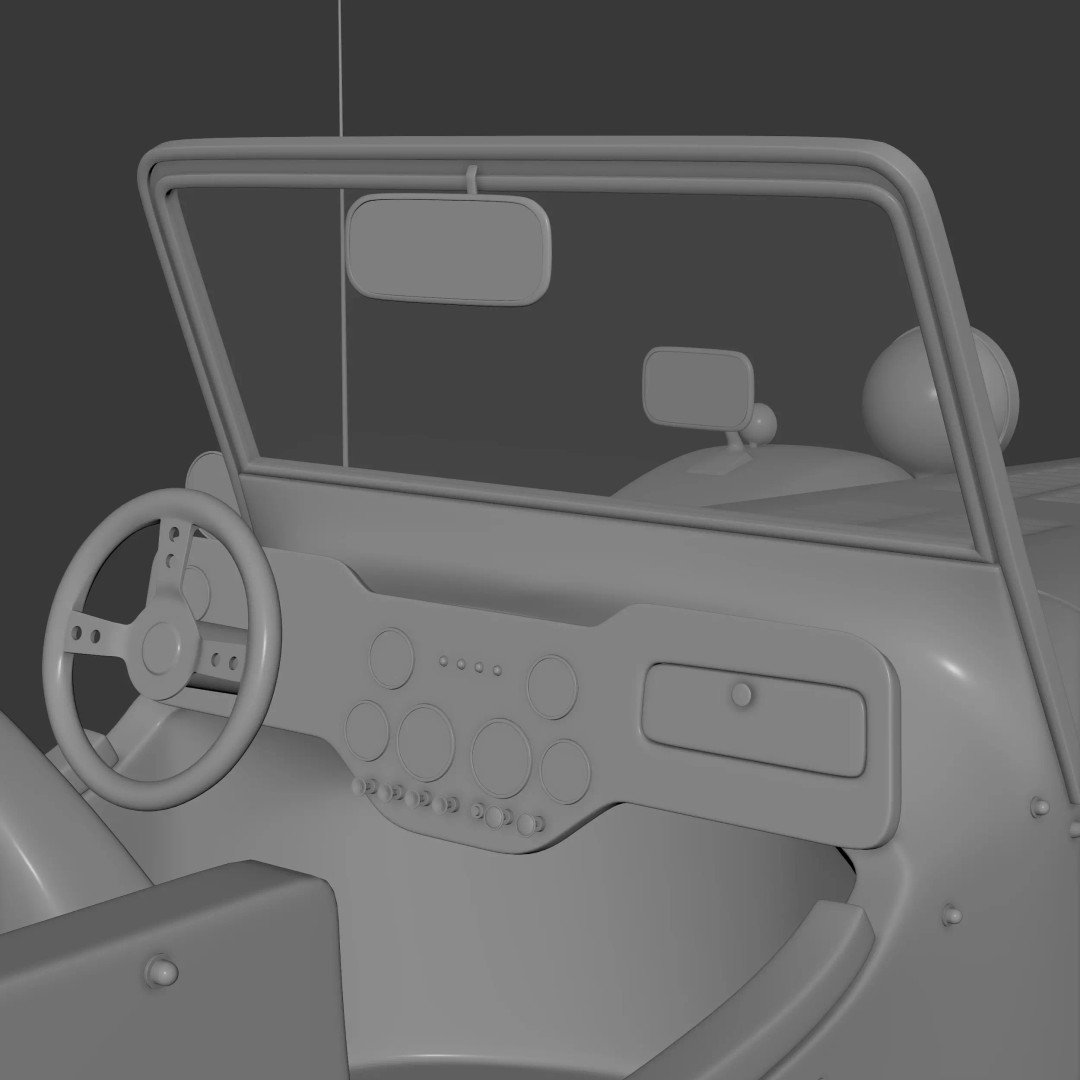 Ruska Regina 3D Model – Vintage 1930s Classic Roadster Car, FBX - View 18