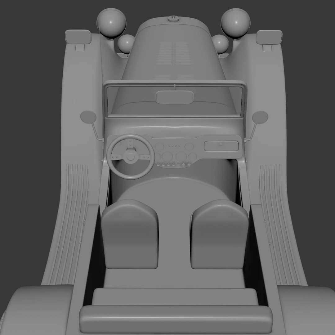 Ruska Regina 3D Model – Vintage 1930s Classic Roadster Car, FBX - View 19