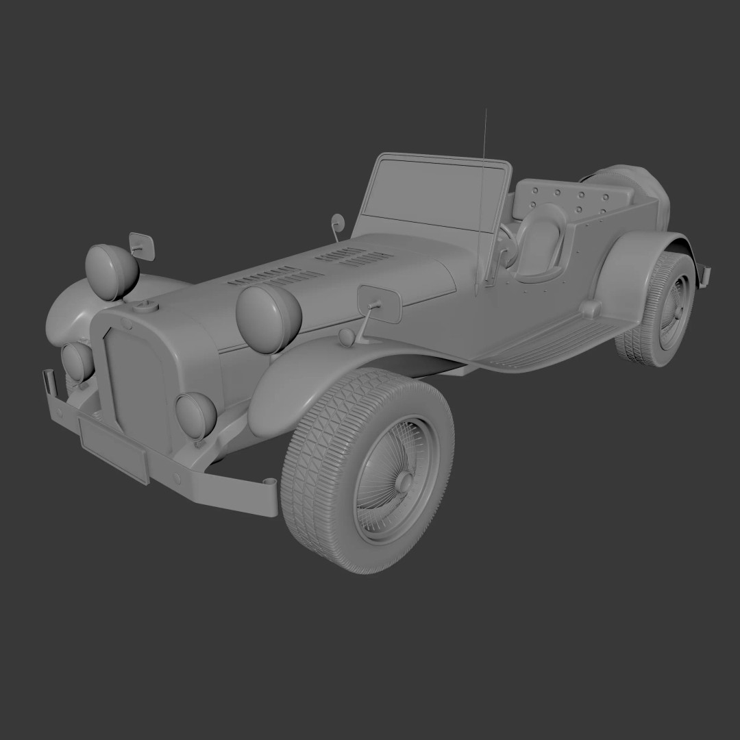 Ruska Regina 3D Model – Vintage 1930s Classic Roadster Car, FBX - View 2