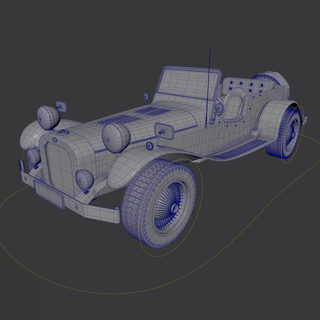 Ruska Regina 3D Model – Vintage 1930s Classic Roadster Car, FBX - View 3