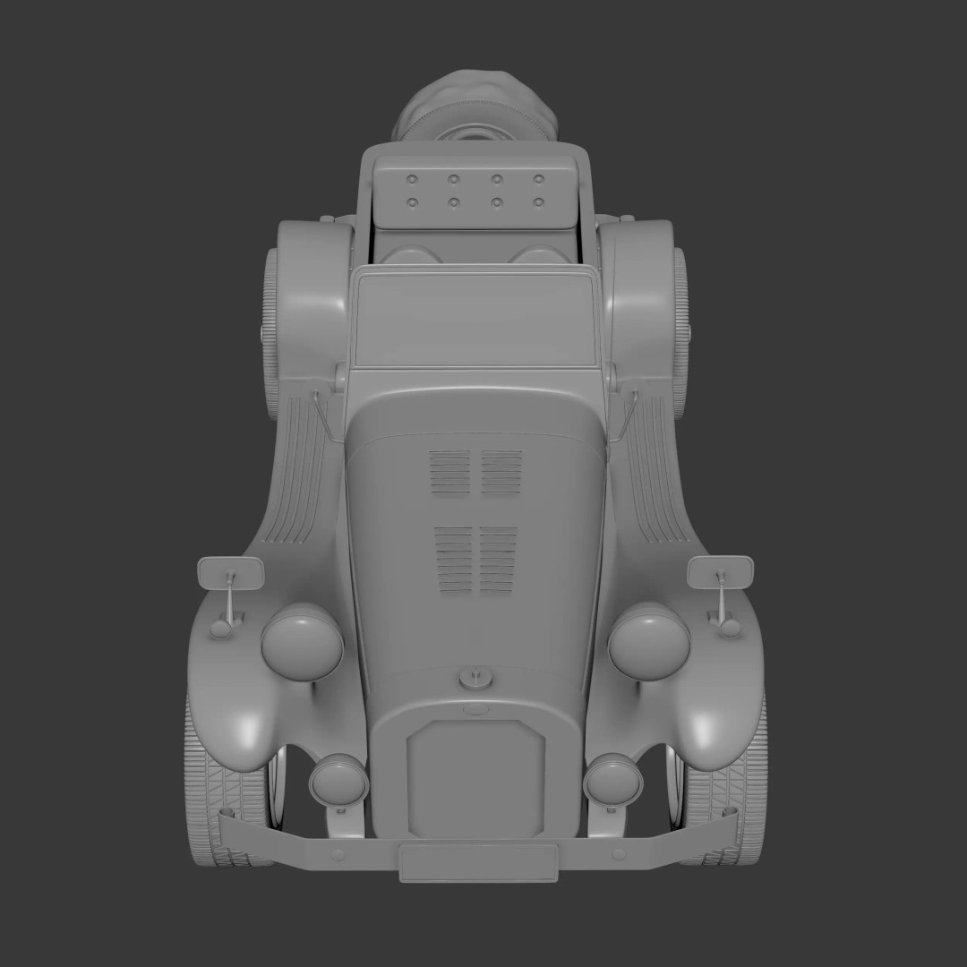 Ruska Regina 3D Model – Vintage 1930s Classic Roadster Car, FBX - View 4