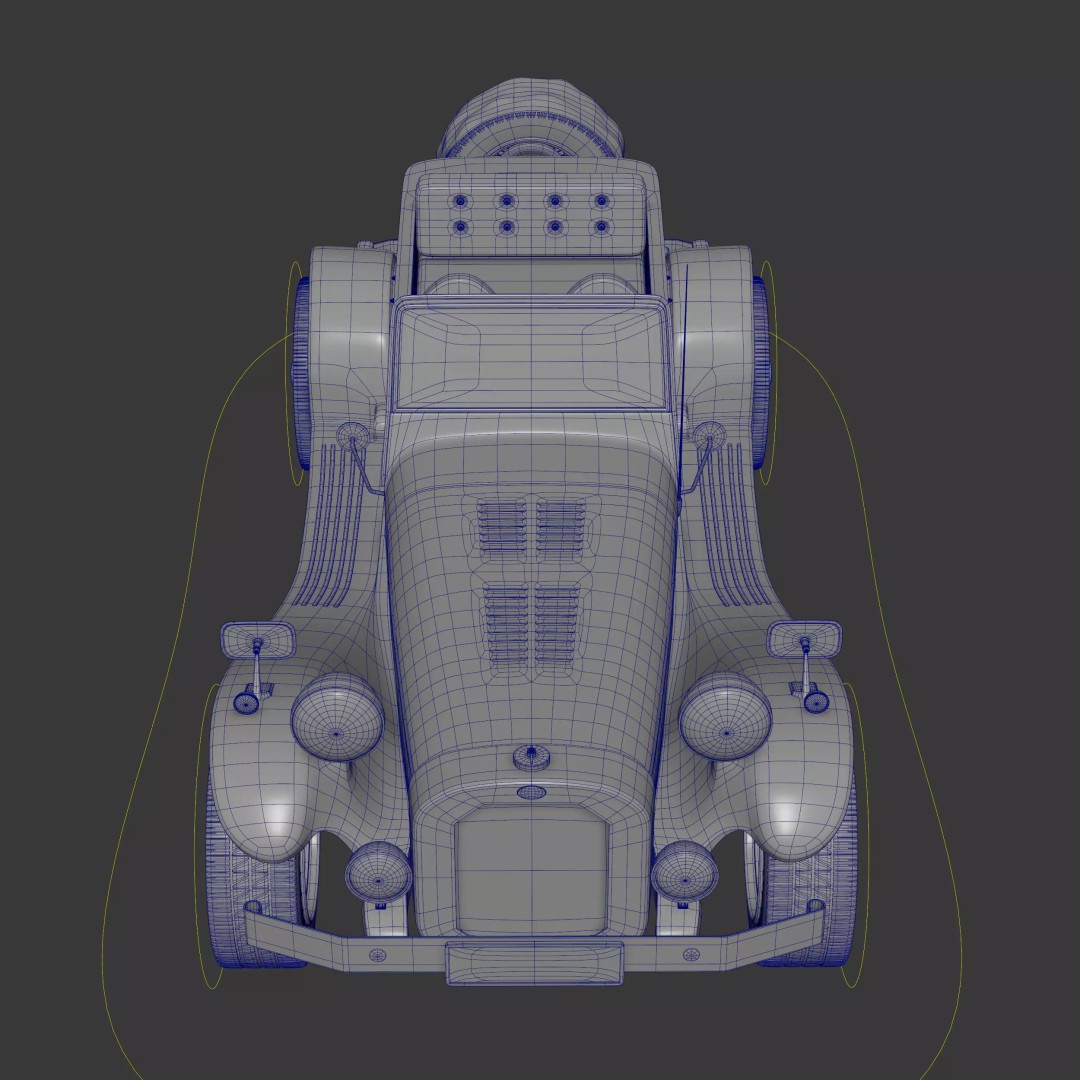 Ruska Regina 3D Model – Vintage 1930s Classic Roadster Car, FBX - View 5