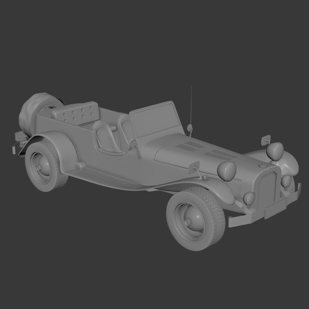 Ruska Regina 3D Model – Vintage 1930s Classic Roadster Car, FBX - View 6