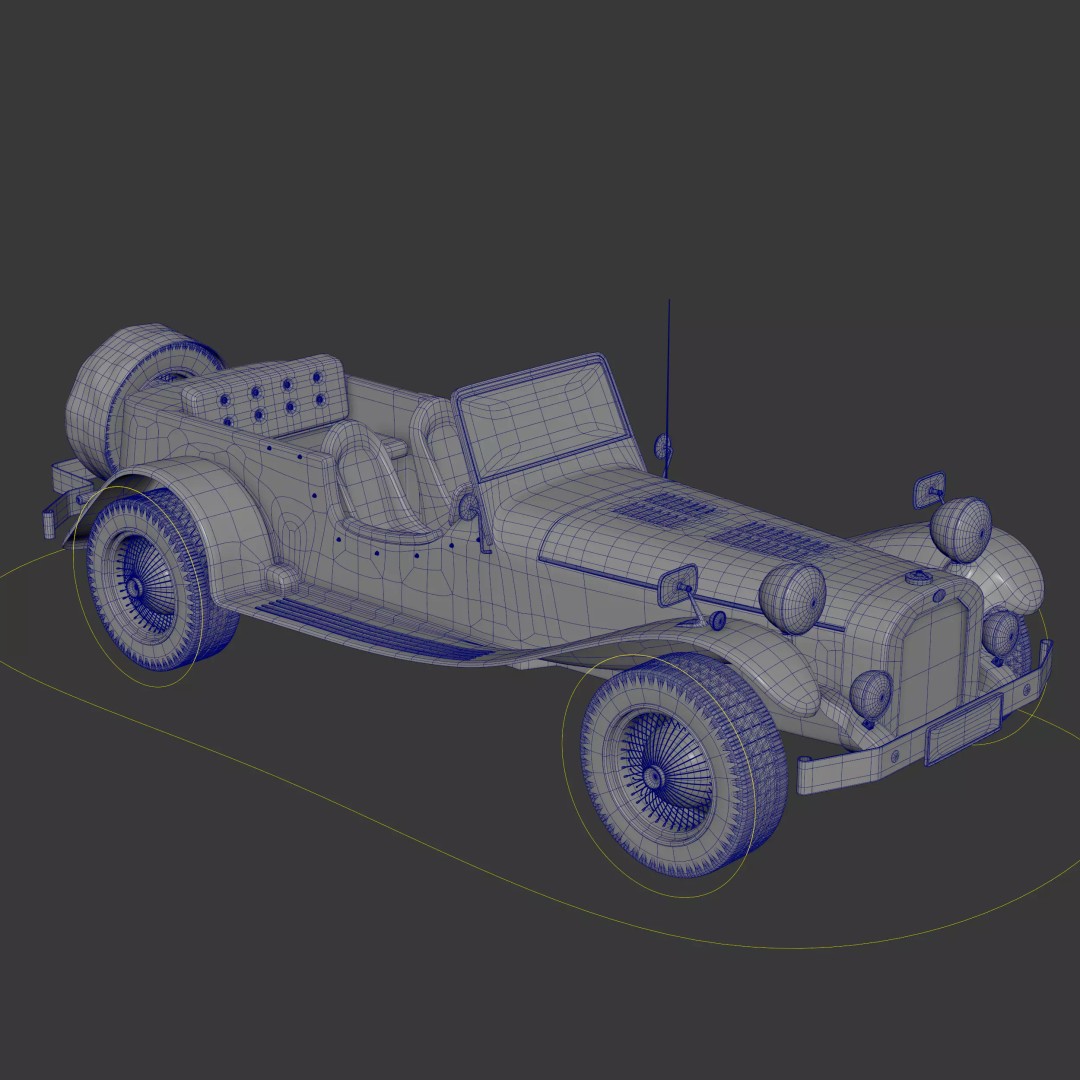 Ruska Regina 3D Model – Vintage 1930s Classic Roadster Car, FBX - View 7