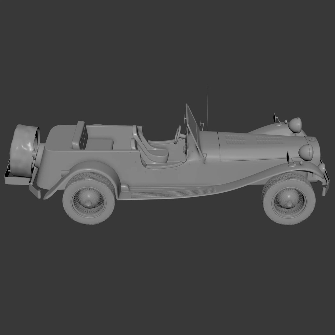 Ruska Regina 3D Model – Vintage 1930s Classic Roadster Car, FBX - View 8