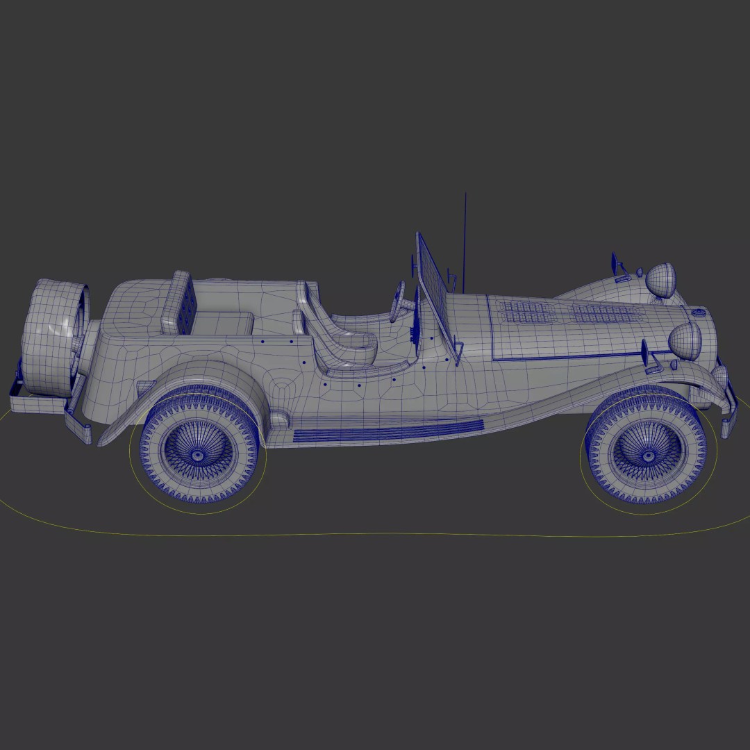 Ruska Regina 3D Model – Vintage 1930s Classic Roadster Car, FBX - View 9