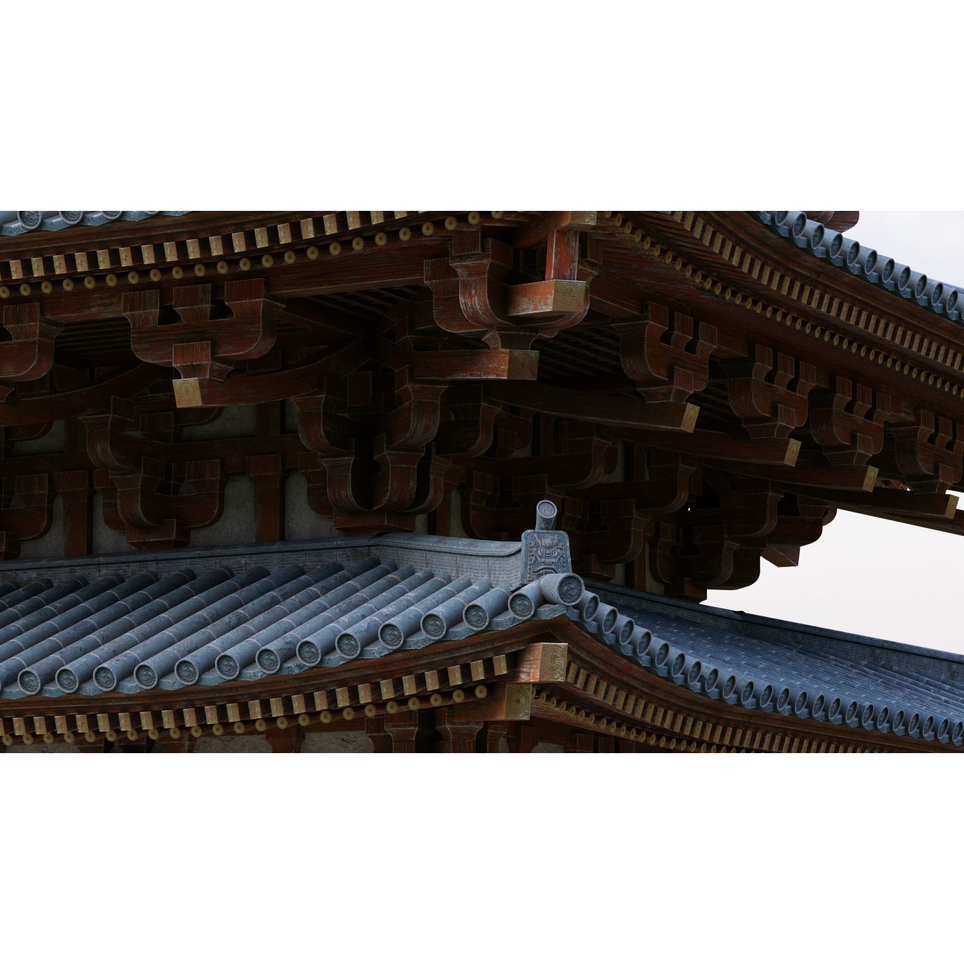 Japanese Modular Pagoda - Low-Poly Game-Ready 3D Model - View 12