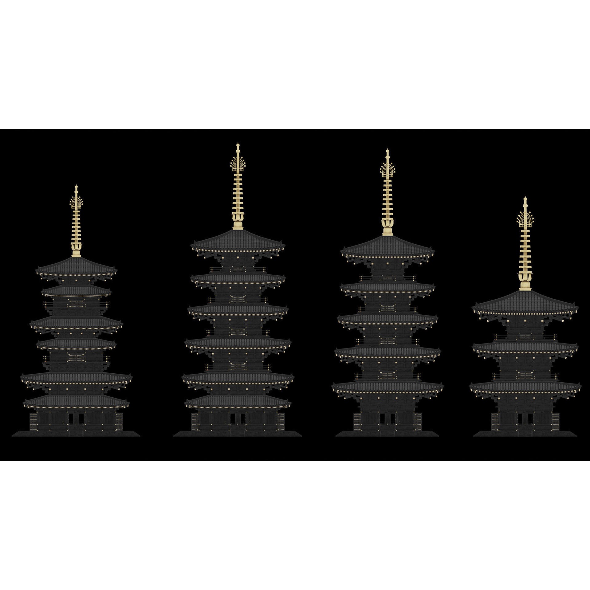 Japanese Modular Pagoda - Low-Poly Game-Ready 3D Model - View 15