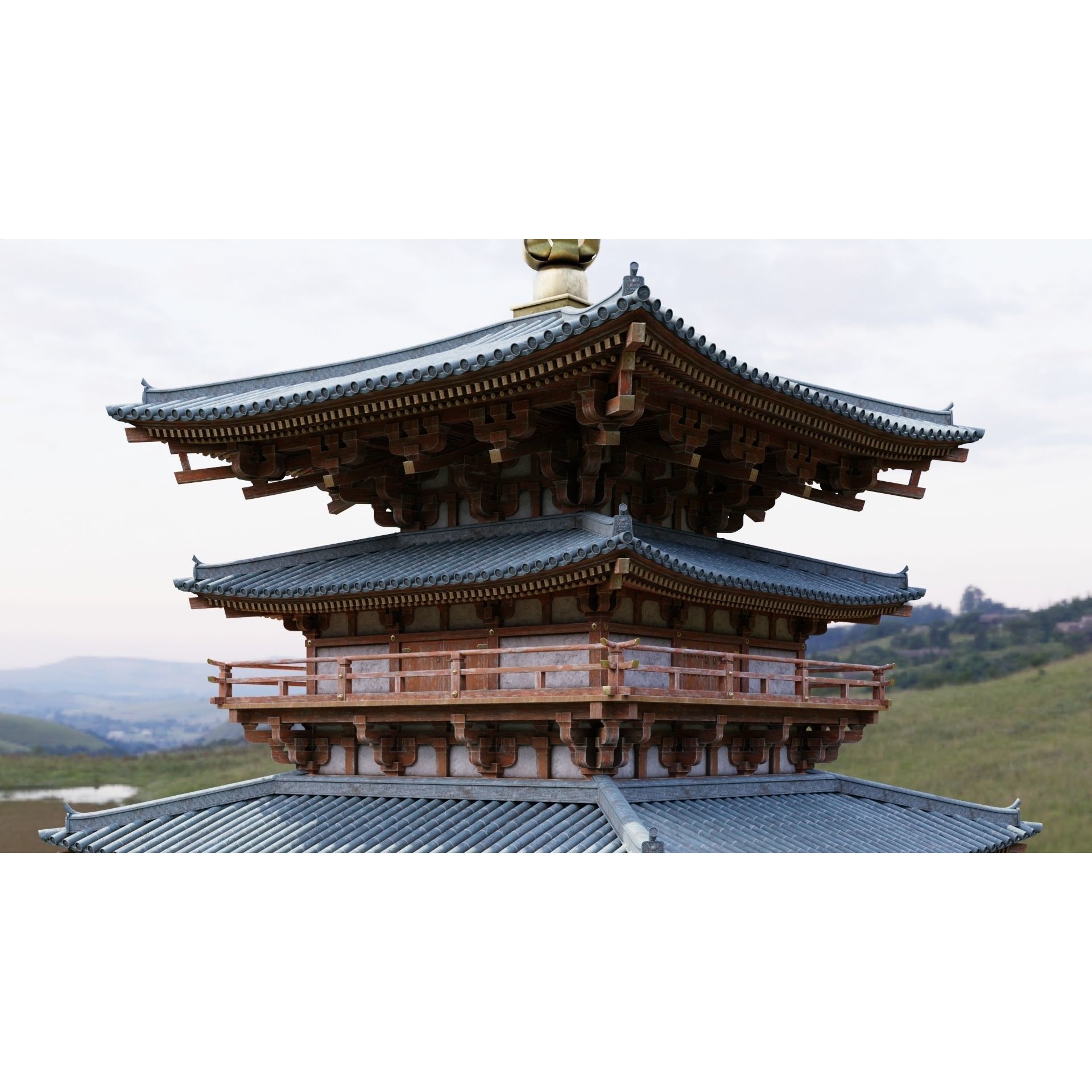 Japanese Modular Pagoda - Low-Poly Game-Ready 3D Model - View 7