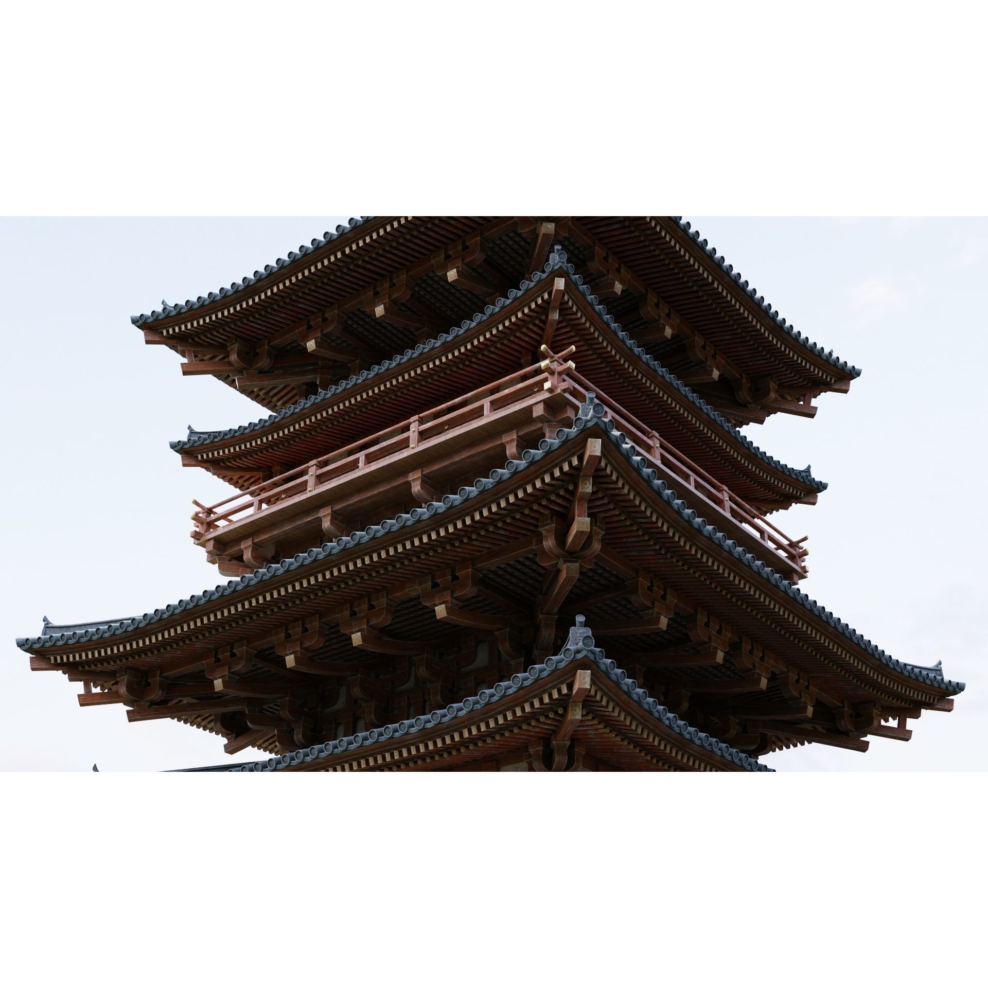 Japanese Modular Pagoda - Low-Poly Game-Ready 3D Model - View 8
