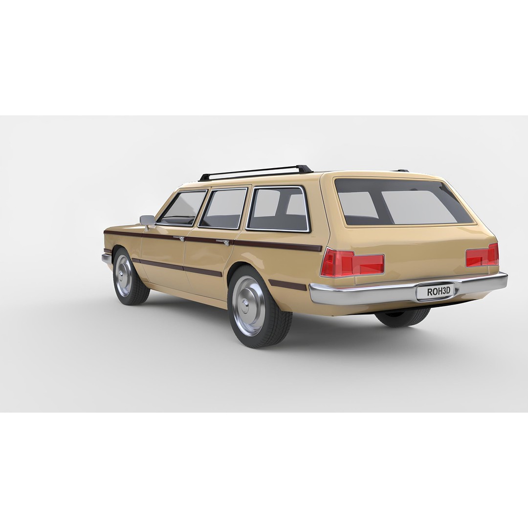 1978 Station Wagon Car 3D Model – Retro Design, Game Ready, FBX, OBJ - View 4
