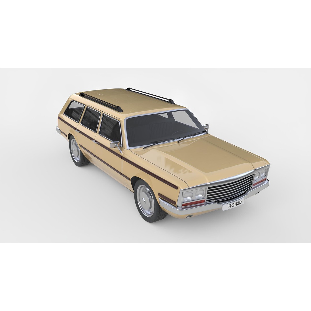 1978 Station Wagon Car 3D Model – Retro Design, Game Ready, FBX, OBJ - View 5