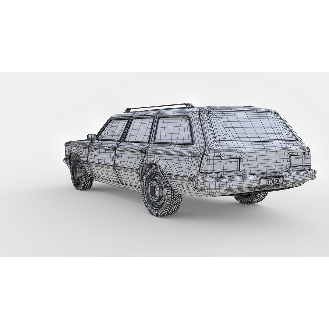 1978 Station Wagon Car 3D Model – Retro Design, Game Ready, FBX, OBJ - View 7