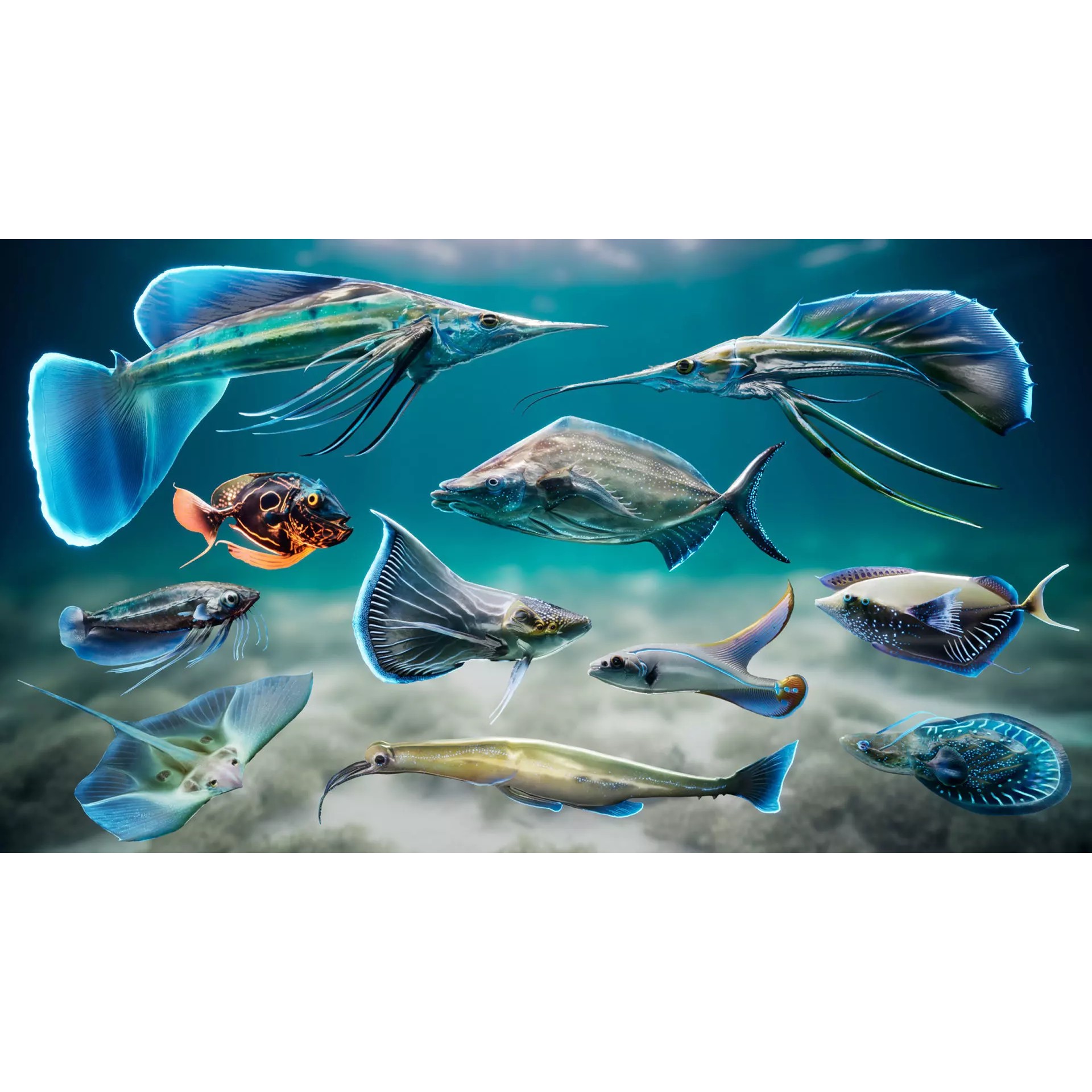 Alien Fish - Low-Poly Game-Ready 3D Model - View 2