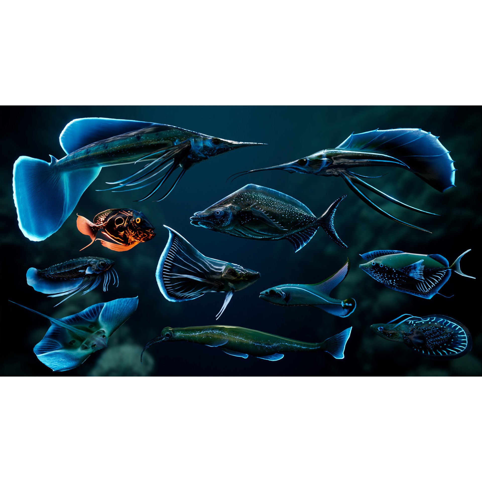 Alien Fish - Low-Poly Game-Ready 3D Model - View 3