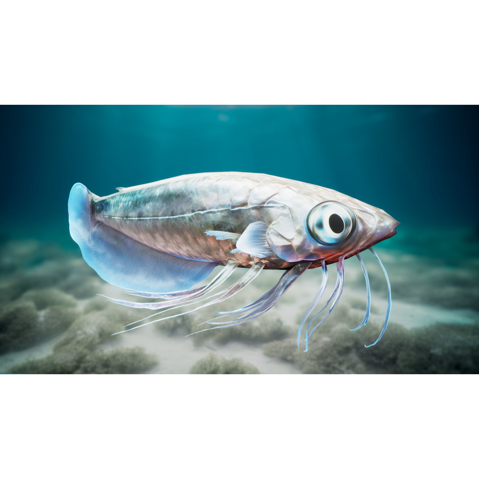 Alien Fish - Low-Poly Game-Ready 3D Model - View 6