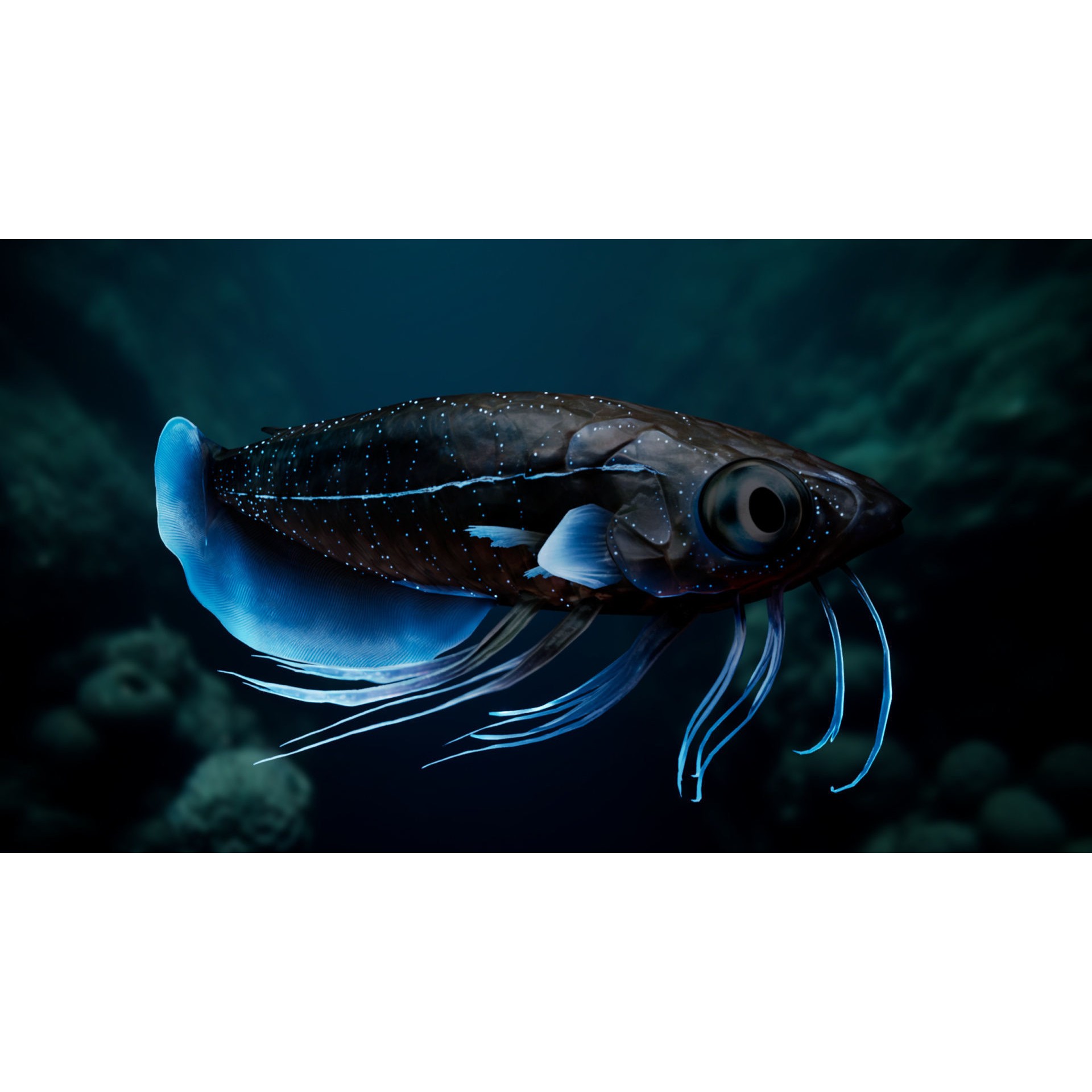 Alien Fish - Low-Poly Game-Ready 3D Model - View 7