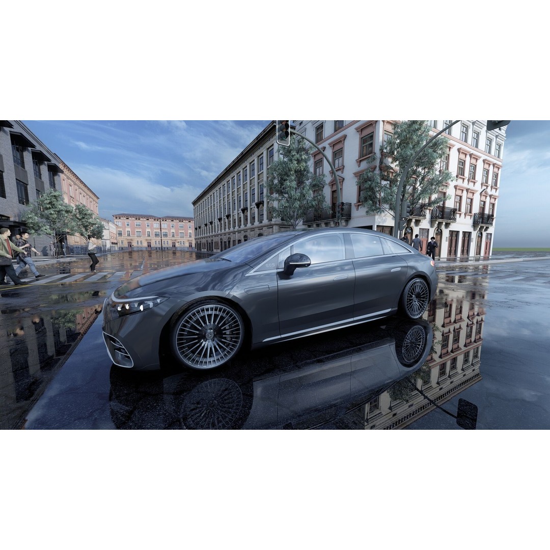 Mercedes EQS 580 3D Model – High Poly Luxury Car with Interior - View 11