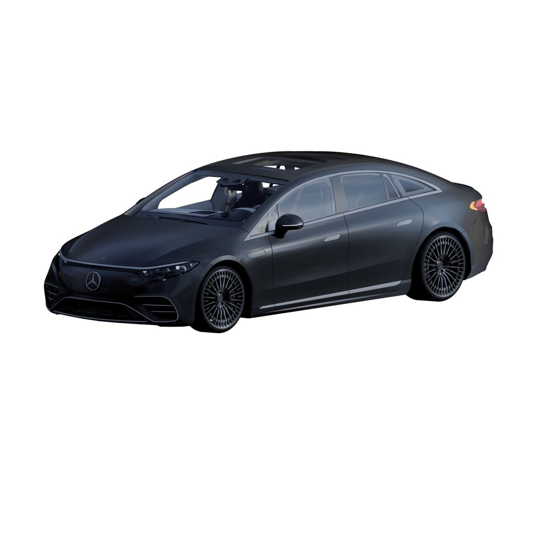Mercedes EQS 580 3D Model – High Poly Luxury Car with Interior - View 3