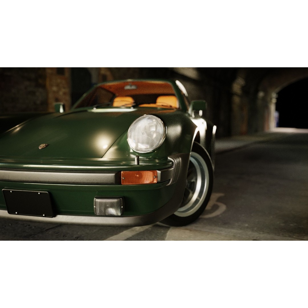 Porsche 930 Turbo 3D Model – Low Poly Antique Car, FBX, Blender - View 10