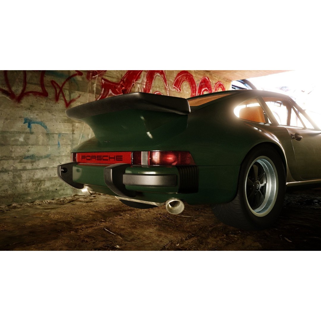 Porsche 930 Turbo 3D Model – Low Poly Antique Car, FBX, Blender - View 11