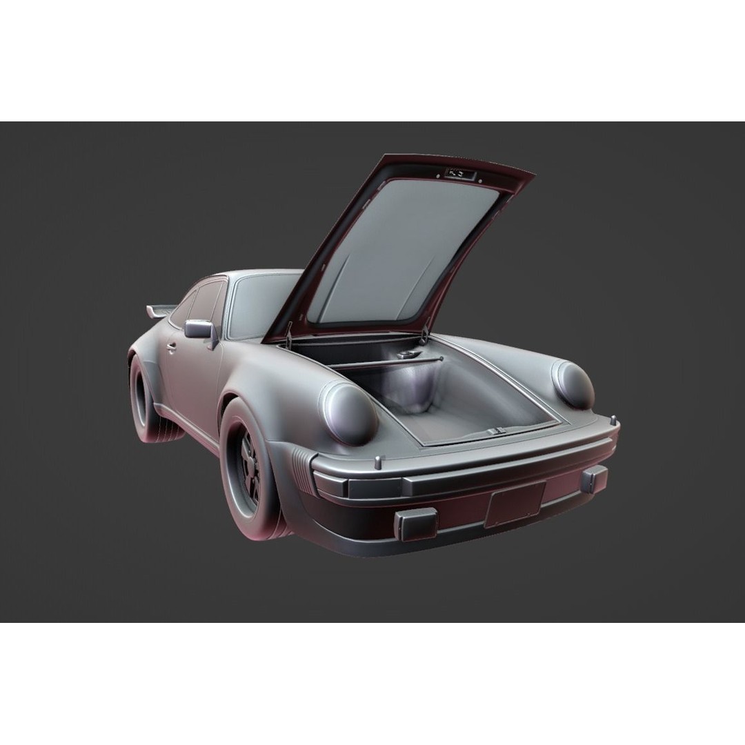 Porsche 930 Turbo 3D Model – Low Poly Antique Car, FBX, Blender - View 15