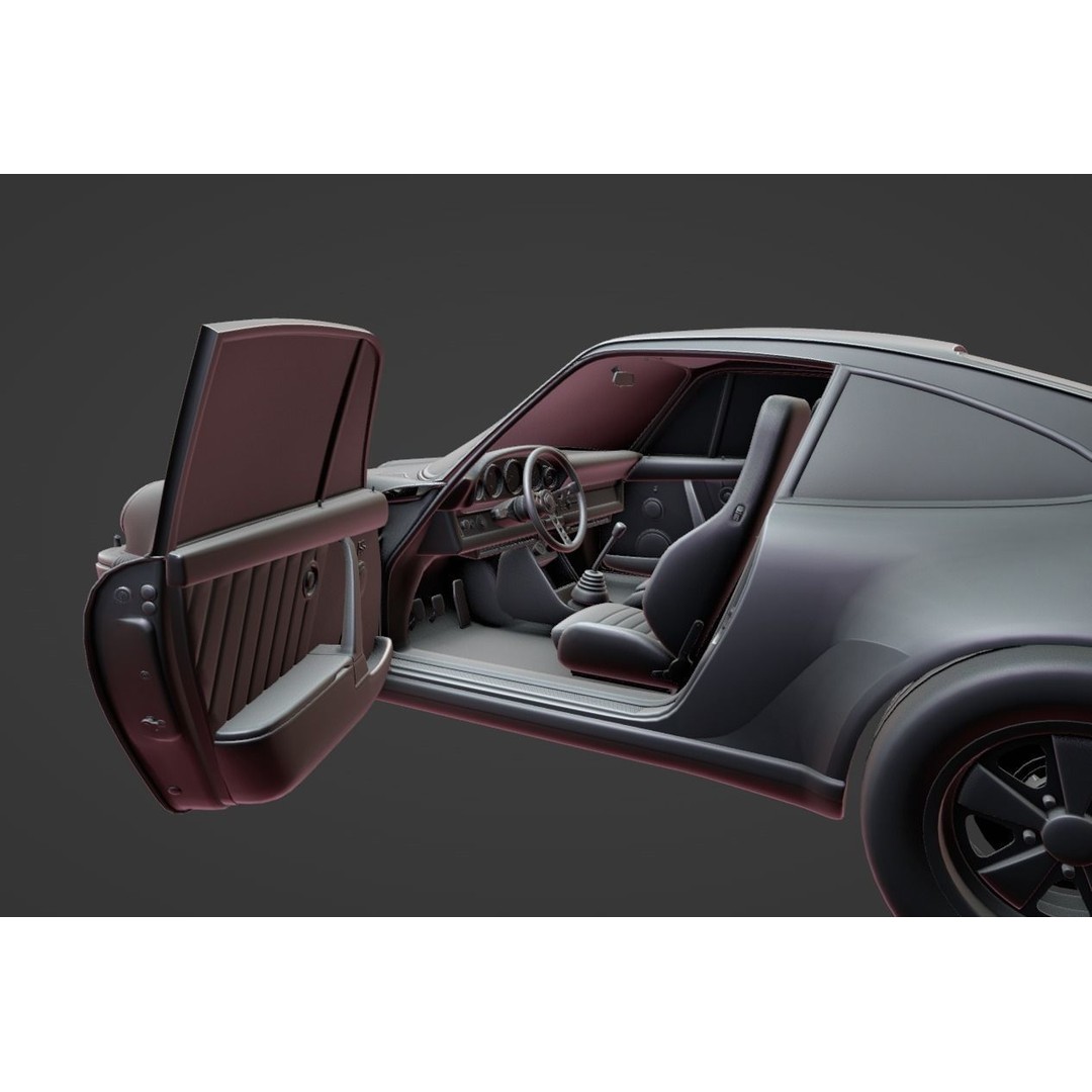 Porsche 930 Turbo 3D Model – Low Poly Antique Car, FBX, Blender - View 16