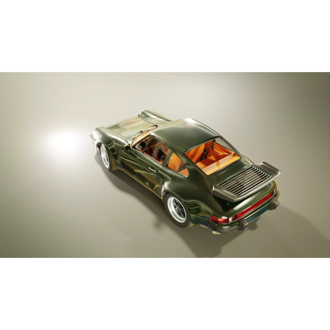 Porsche 930 Turbo 3D Model – Low Poly Antique Car, FBX, Blender - View 2