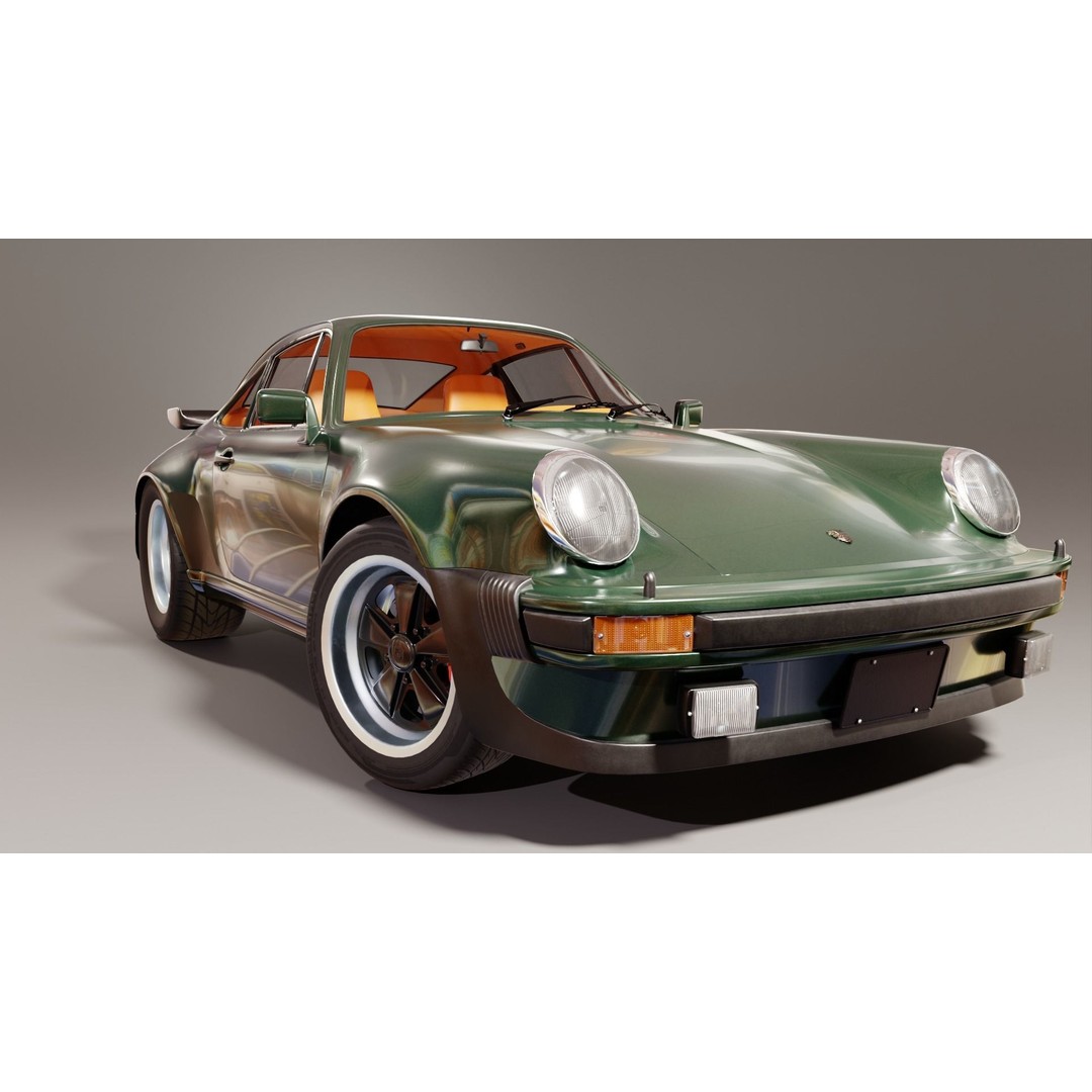Porsche 930 Turbo 3D Model – Low Poly Antique Car, FBX, Blender - View 3