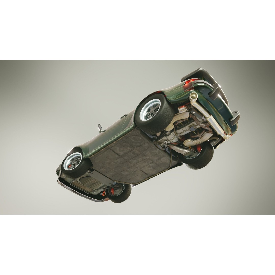 Porsche 930 Turbo 3D Model – Low Poly Antique Car, FBX, Blender - View 4