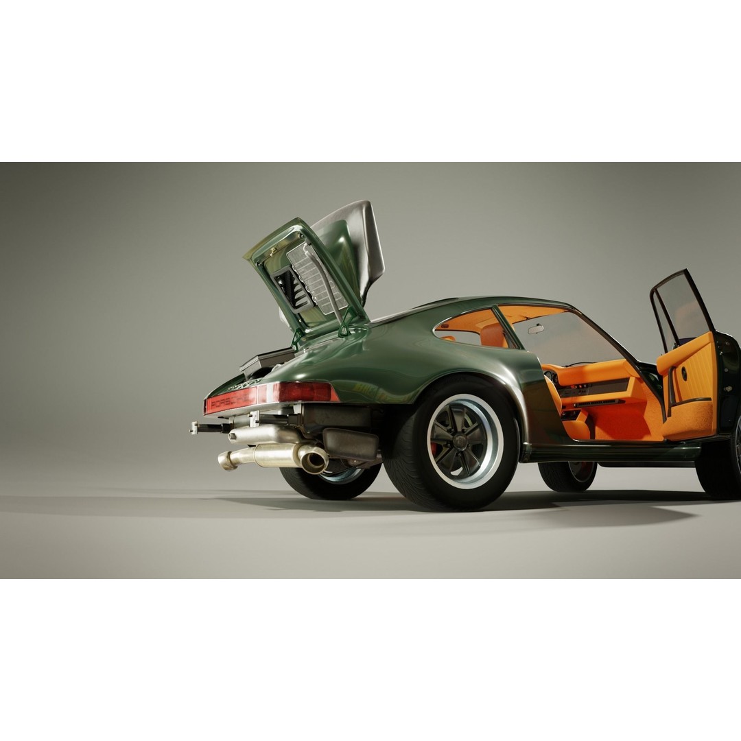 Porsche 930 Turbo 3D Model – Low Poly Antique Car, FBX, Blender - View 5
