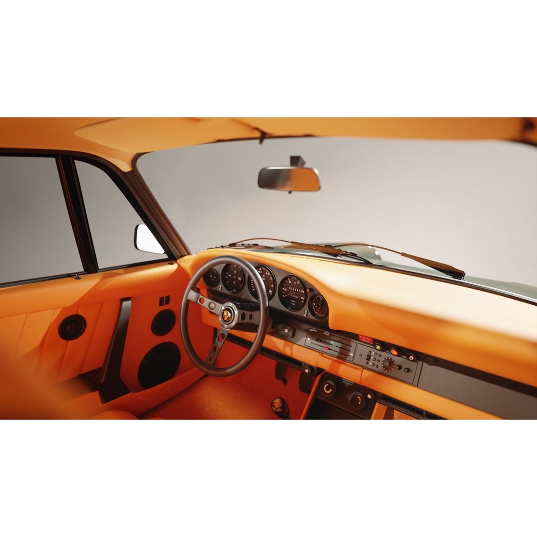 Porsche 930 Turbo 3D Model – Low Poly Antique Car, FBX, Blender - View 7