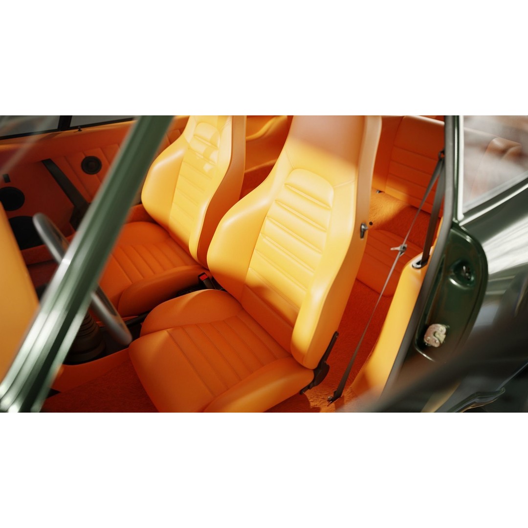 Porsche 930 Turbo 3D Model – Low Poly Antique Car, FBX, Blender - View 8