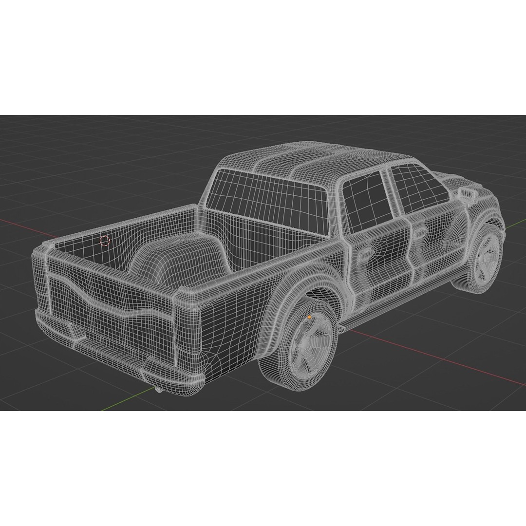 Blue Pickup Truck 3D Model – Low Poly PBR Vehicle, FBX - View 15