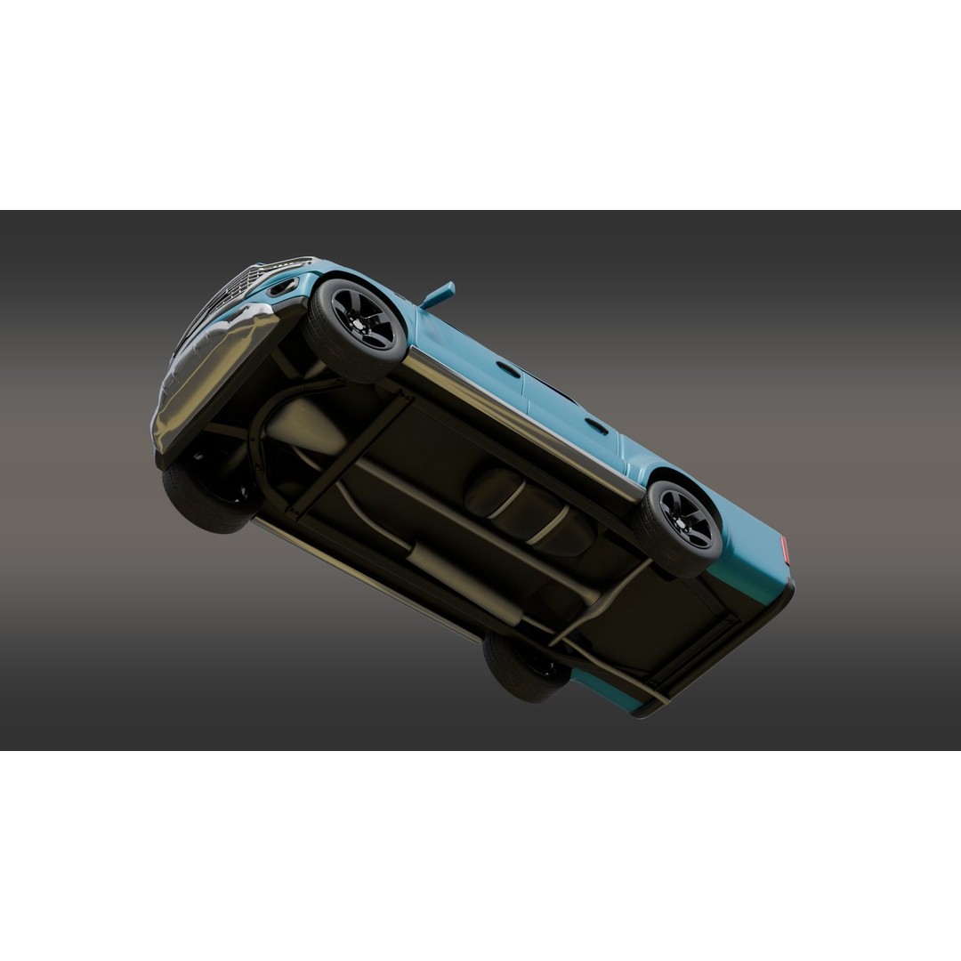 Blue Pickup Truck 3D Model – Low Poly PBR Vehicle, FBX - View 7
