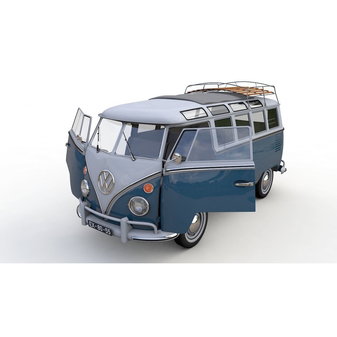 Volkswagen T1 Microbus Deluxe 1966 3D Model – High Poly Game Asset, FBX - View 3