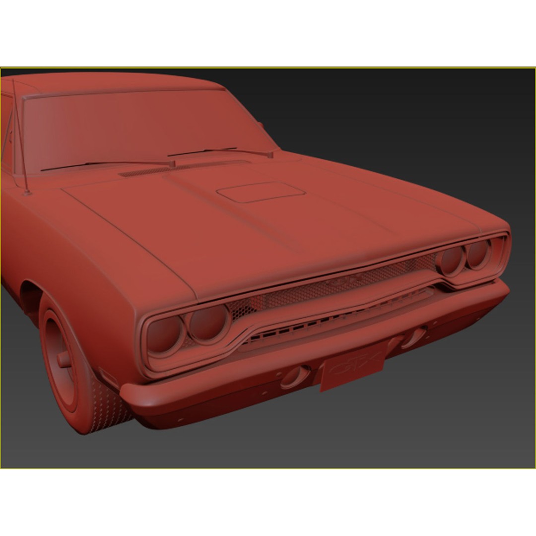 1970 Plymouth GTX 3D Model – High Poly Game Asset, FBX, OBJ - View 13