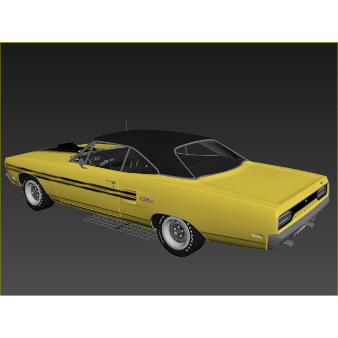 1970 Plymouth GTX 3D Model – High Poly Game Asset, FBX, OBJ - View 16