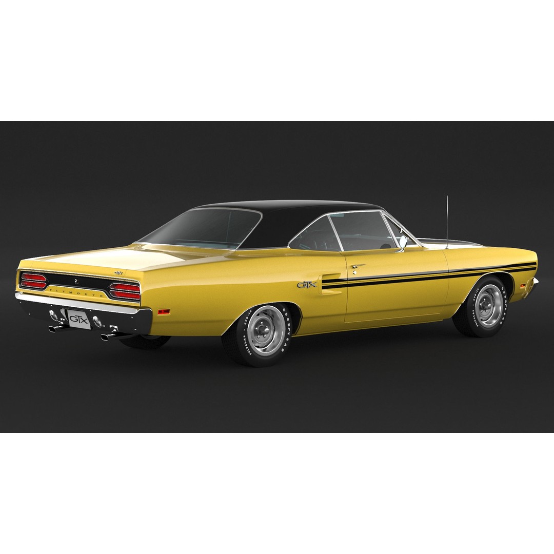 1970 Plymouth GTX 3D Model – High Poly Game Asset, FBX, OBJ - View 3