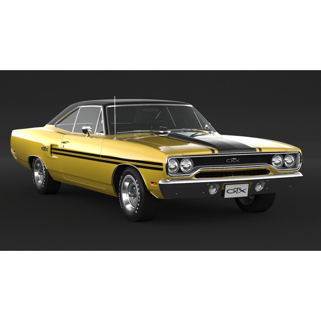 1970 Plymouth GTX 3D Model – High Poly Game Asset, FBX, OBJ - View 4