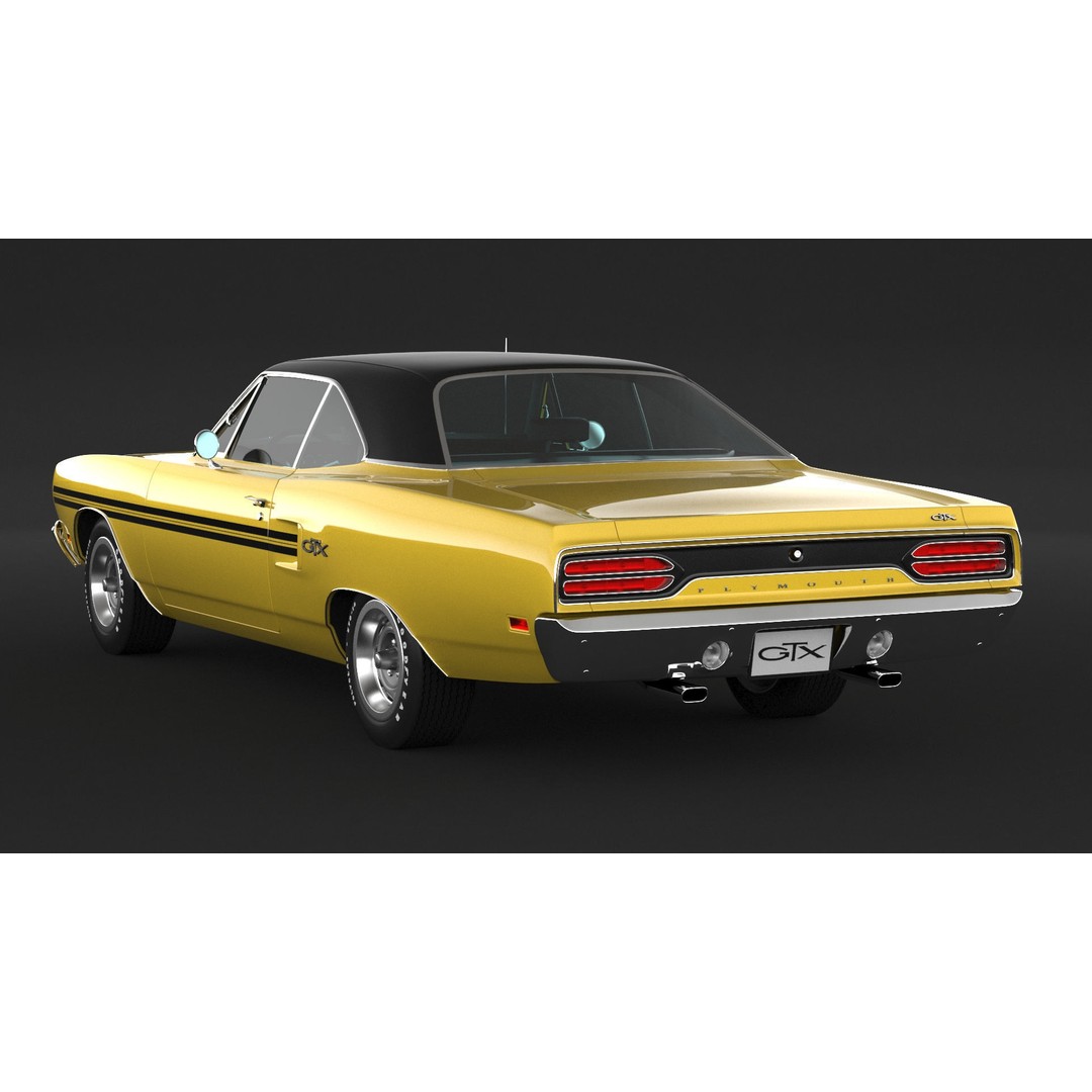 1970 Plymouth GTX 3D Model – High Poly Game Asset, FBX, OBJ - View 5