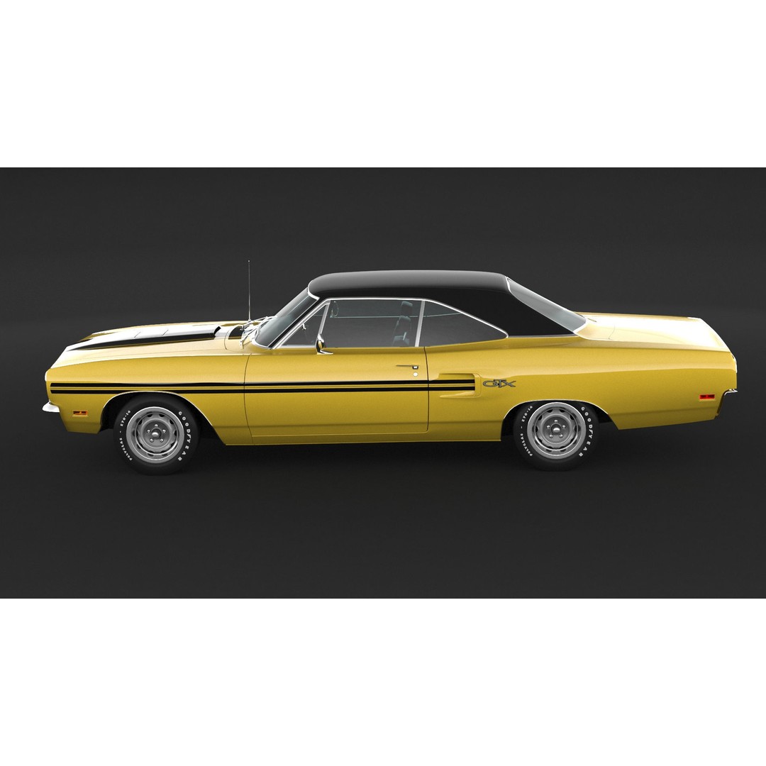 1970 Plymouth GTX 3D Model – High Poly Game Asset, FBX, OBJ - View 6