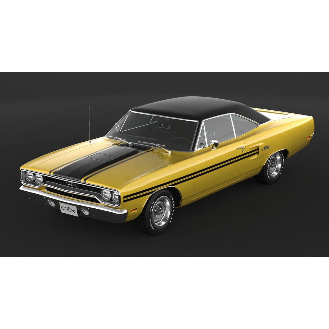 1970 Plymouth GTX 3D Model – High Poly Game Asset, FBX, OBJ - View 7